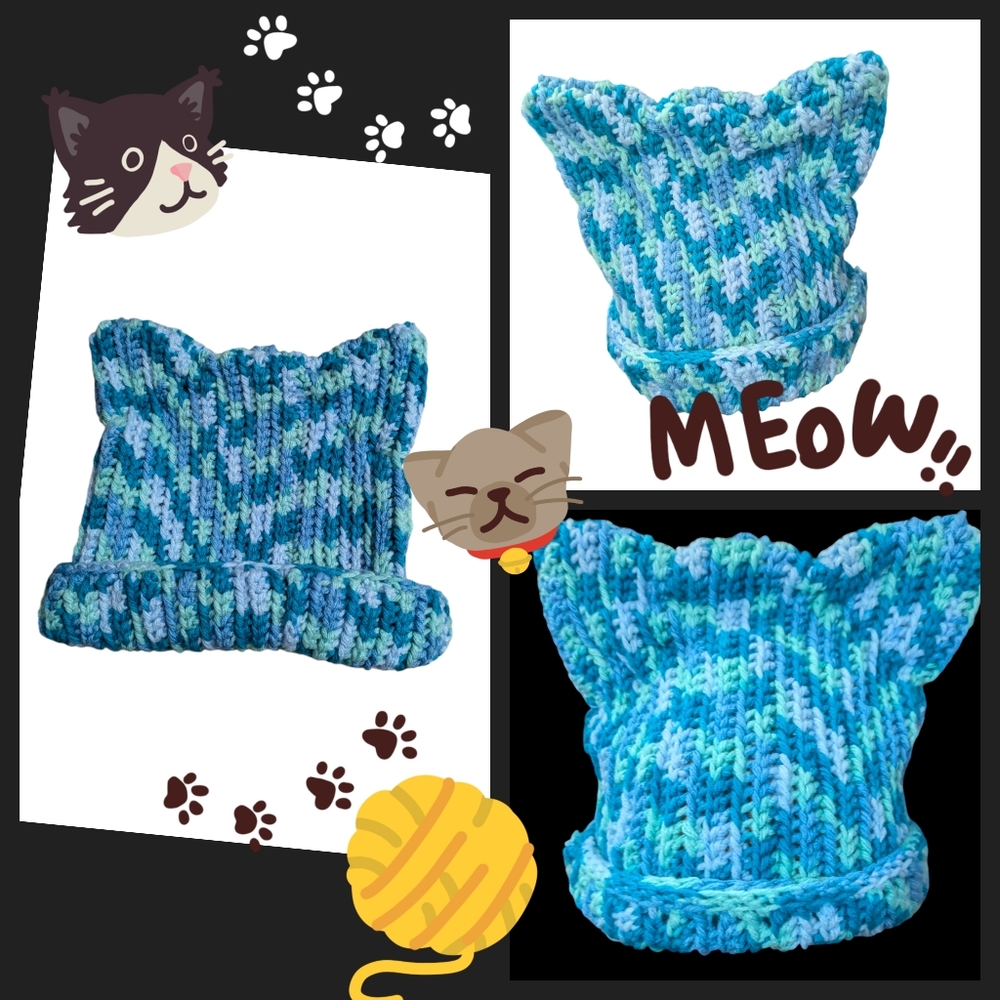Kitty Ear Crochet Beanie